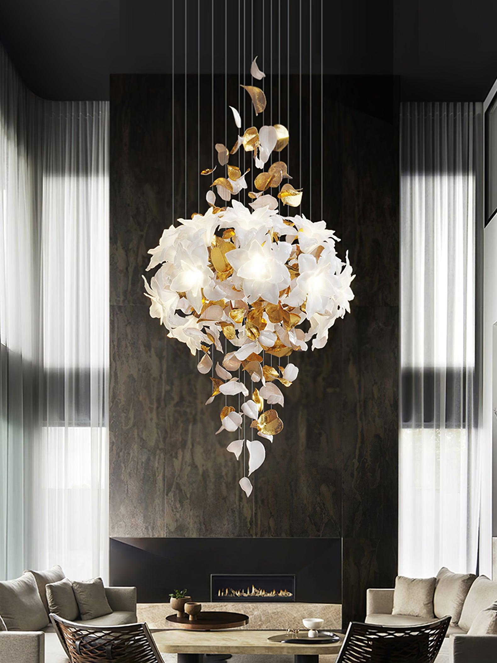 Araeos Flying Flowers Fluttering Brass Chandelier-Neutral Decor