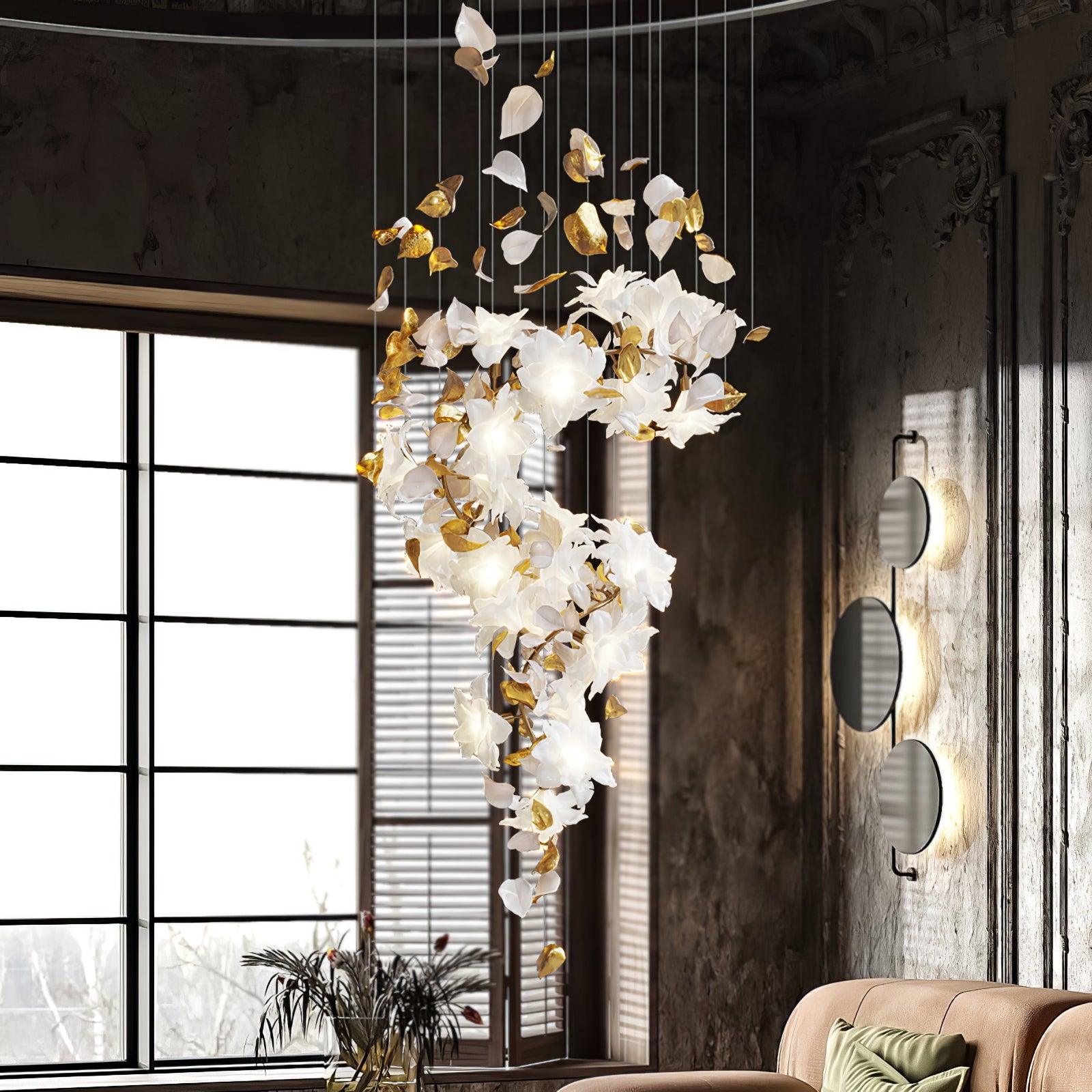 Araeos Flying Flowers Fluttering Brass Chandelier-Neutral Decor