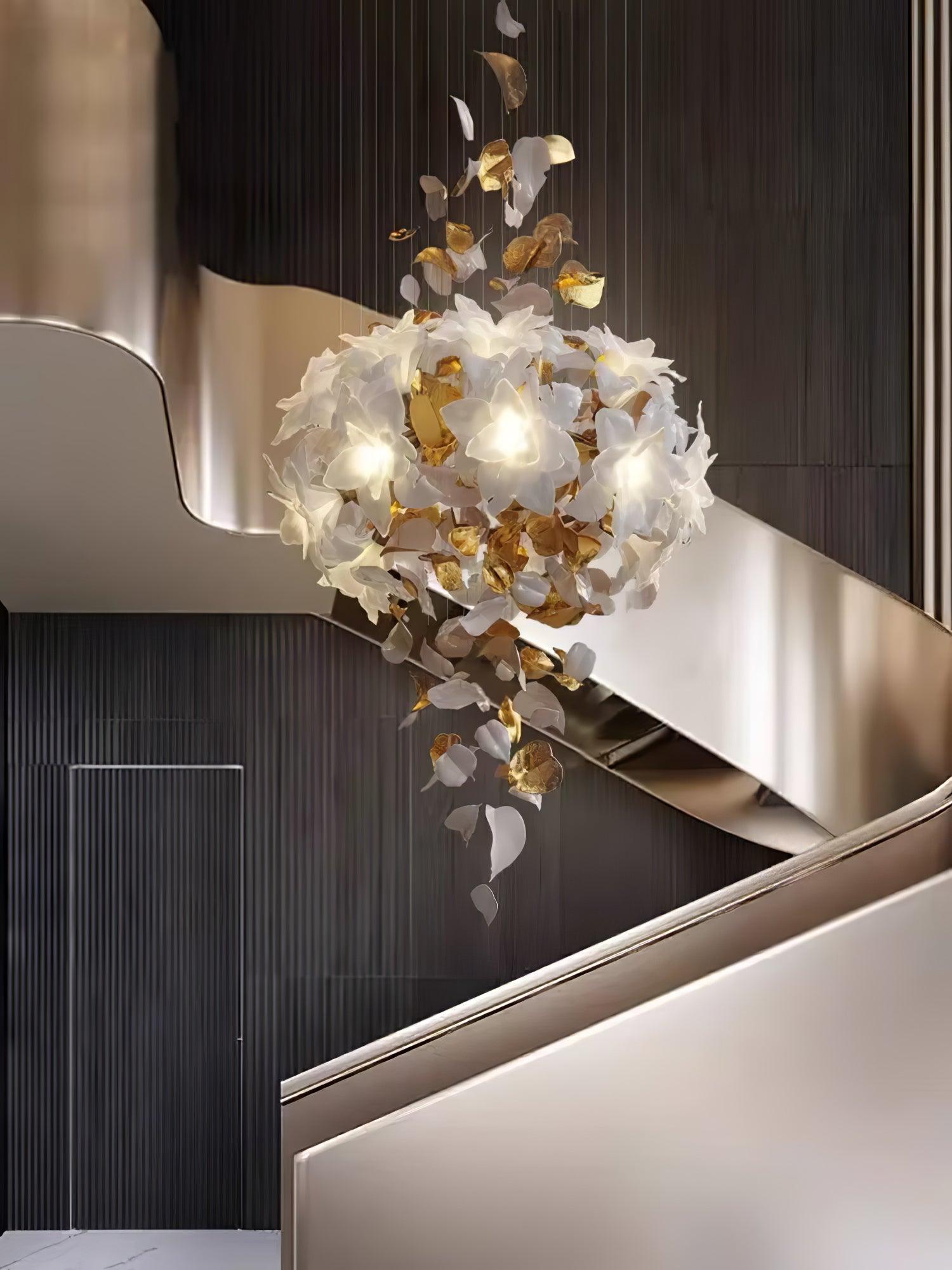 Araeos Flying Flowers Fluttering Brass Chandelier-Neutral Decor