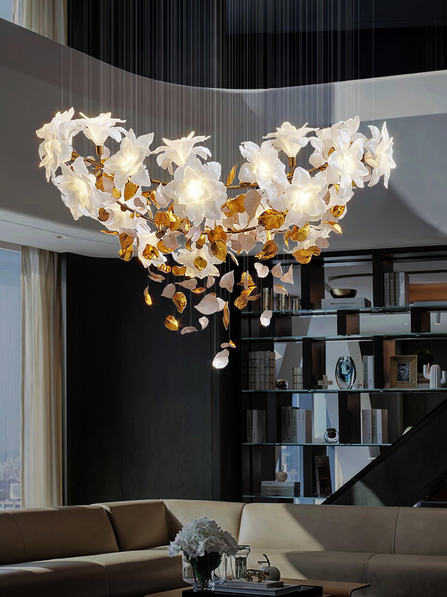 Araeos Flying Flowers Fluttering Brass Chandelier-Neutral Decor
