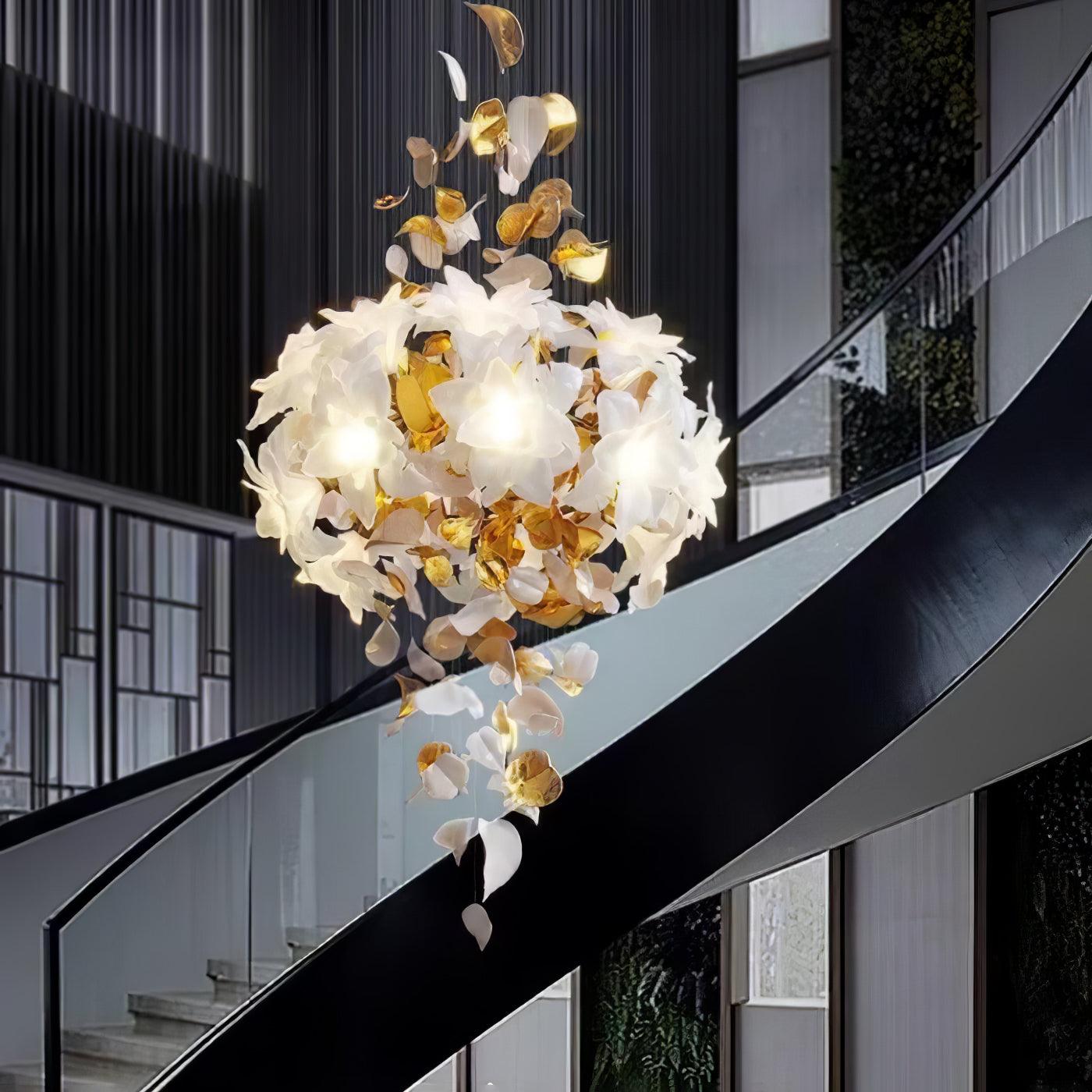 Araeos Flying Flowers Fluttering Brass Chandelier-Neutral Decor