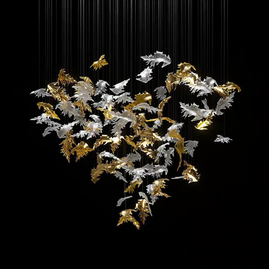 Cosolion Bird Amber Clear Glass Chandelier-Neutral Decor