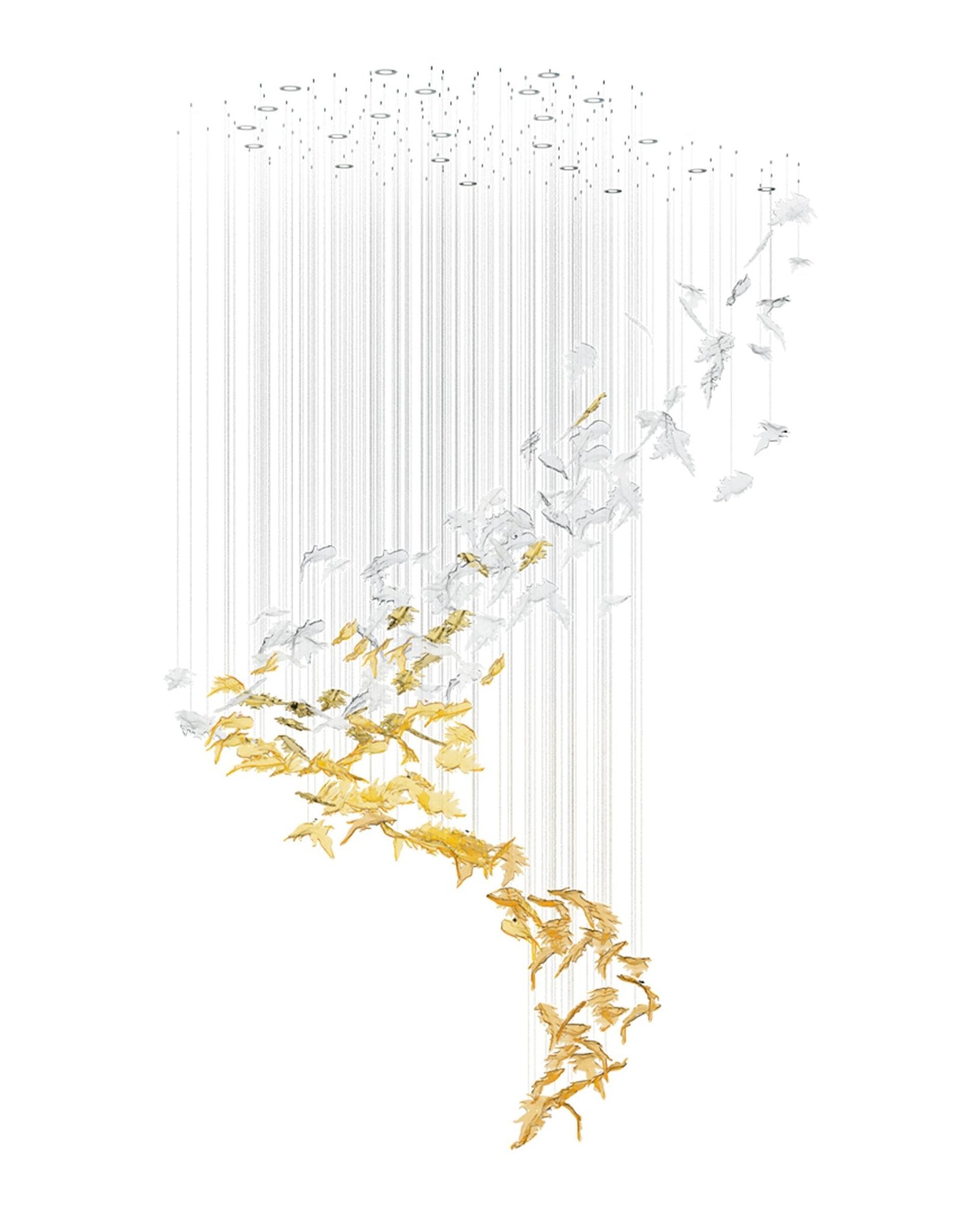 Cosolion Bird Amber Clear Glass Chandelier-Neutral Decor