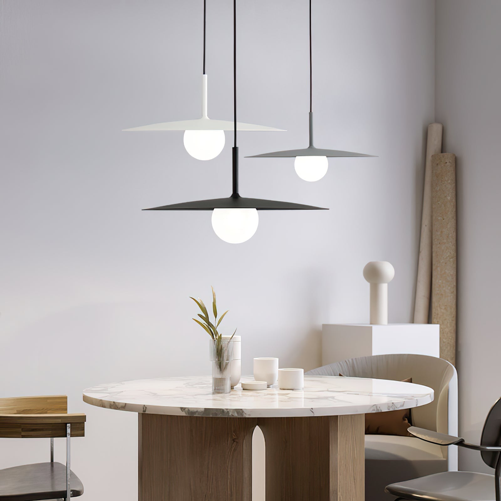 Lustra Pendant Lamp Plate Shade for Living Room-Neutral Decor
