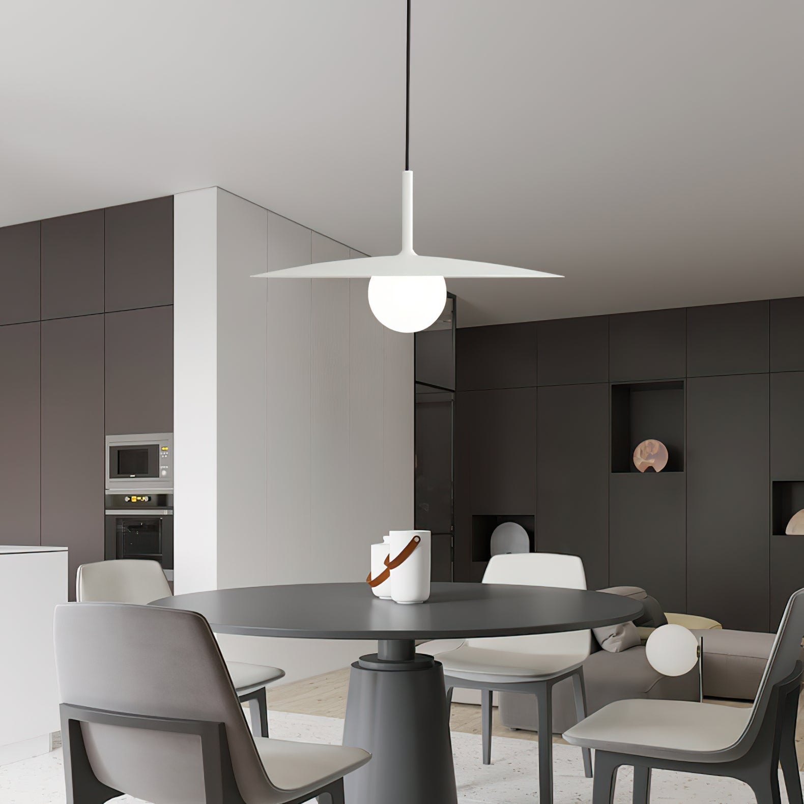 Lustra Pendant Lamp Plate Shade for Living Room-Neutral Decor