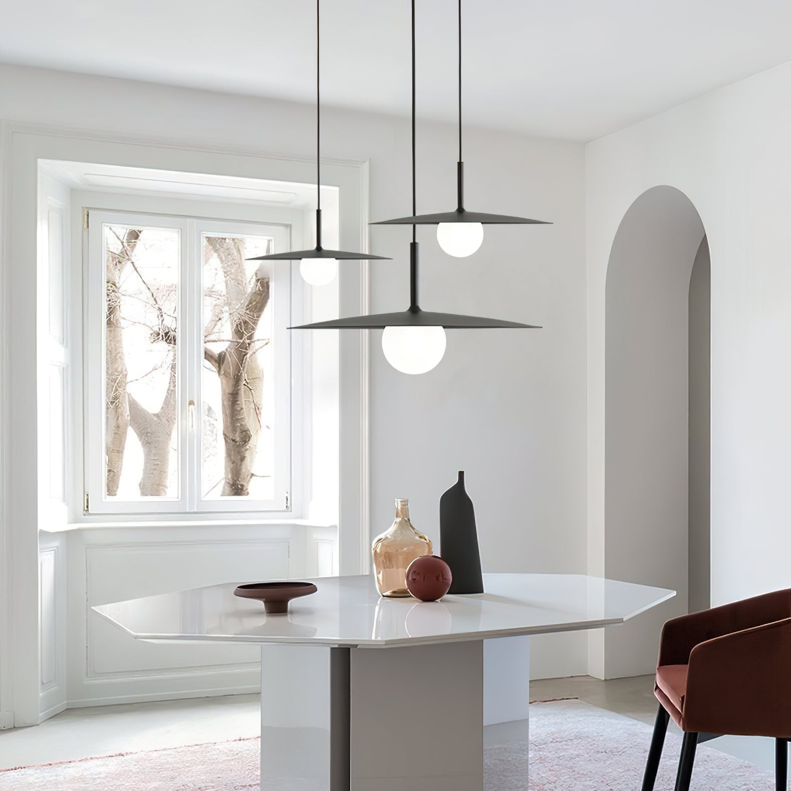 Lustra Pendant Lamp Plate Shade for Living Room-Neutral Decor
