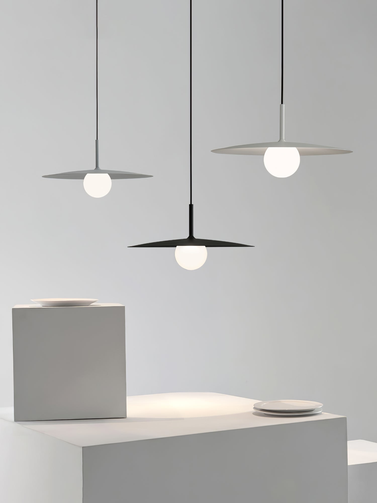 Lustra Pendant Lamp Plate Shade for Living Room-Neutral Decor