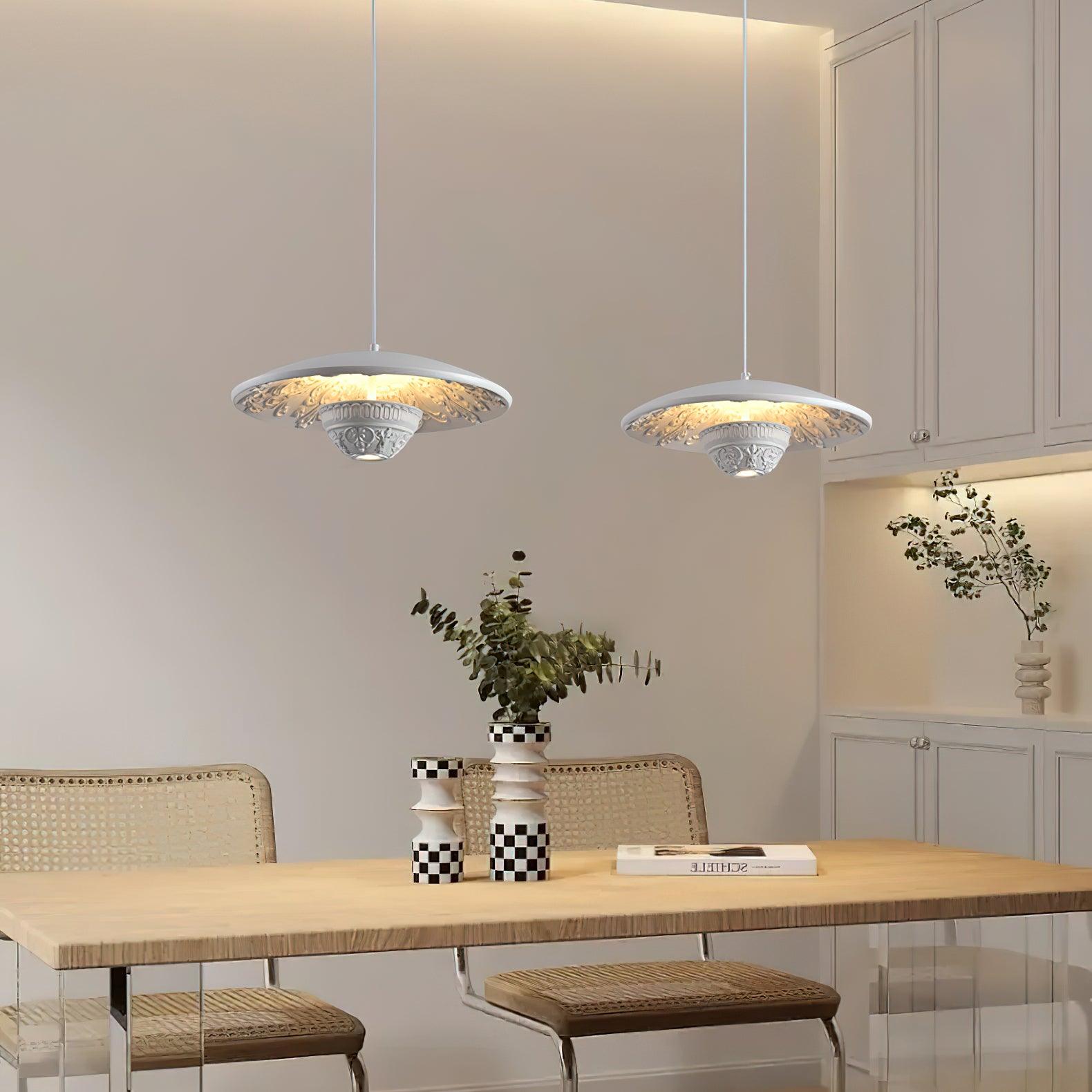Jhel Art Flying Saucer Resin Pendant Lamp-Neutral Decor