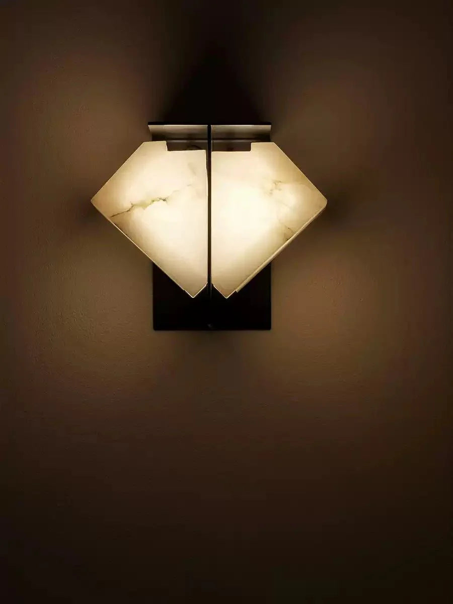 Folded Halo Alabaster Wall Sconce-Neutral Decor