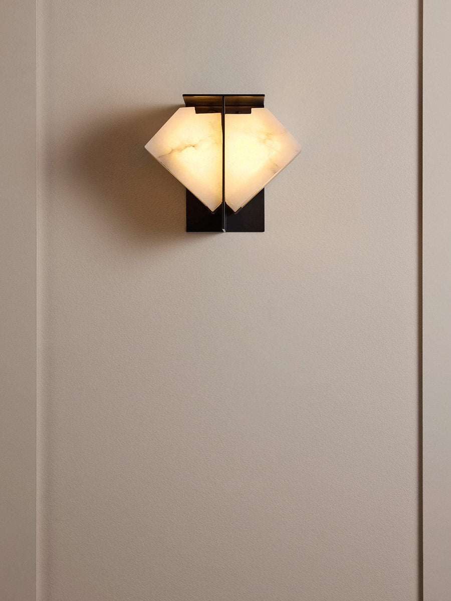 Folded Halo Alabaster Wall Sconce-Neutral Decor