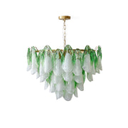 Foliage Glass Chandelier in a grand living room setting