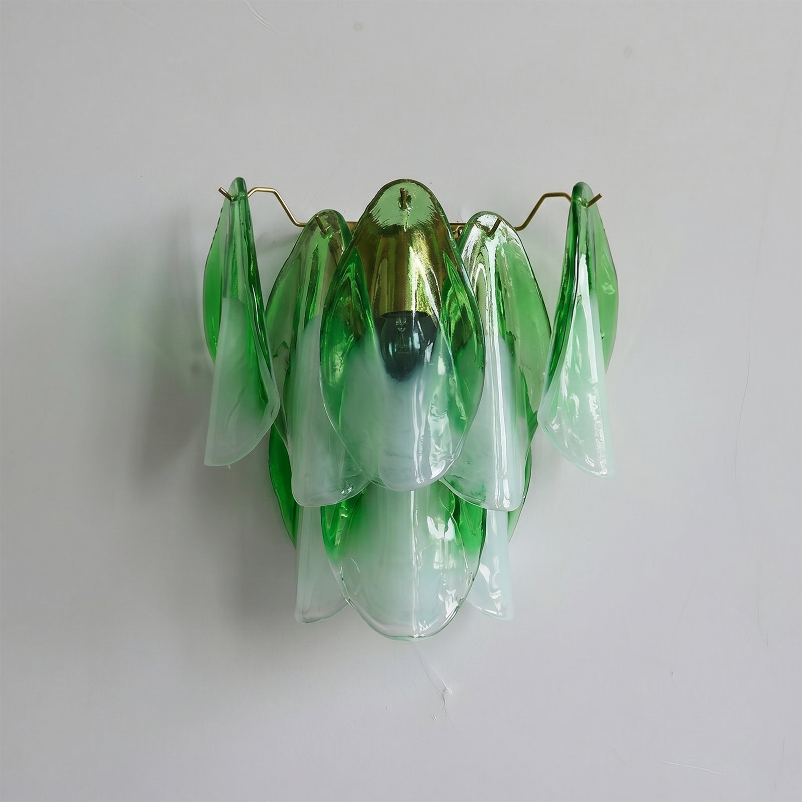 Foliage Wall Sconce in pink, viewed from below to show the light source.