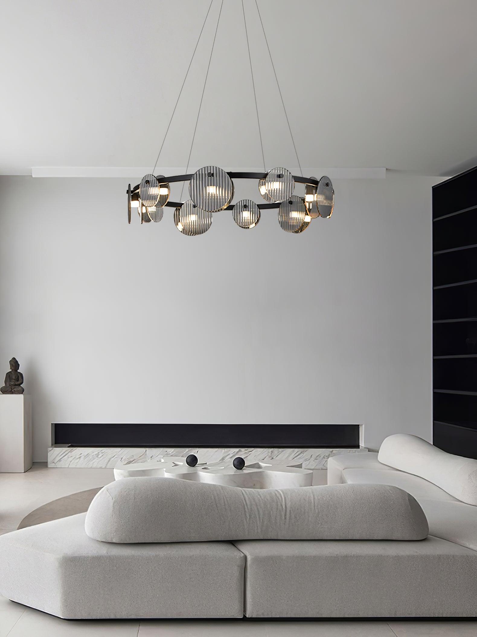 Eovin Chandelier Smoked Glass and Black Metal-Neutral Decor
