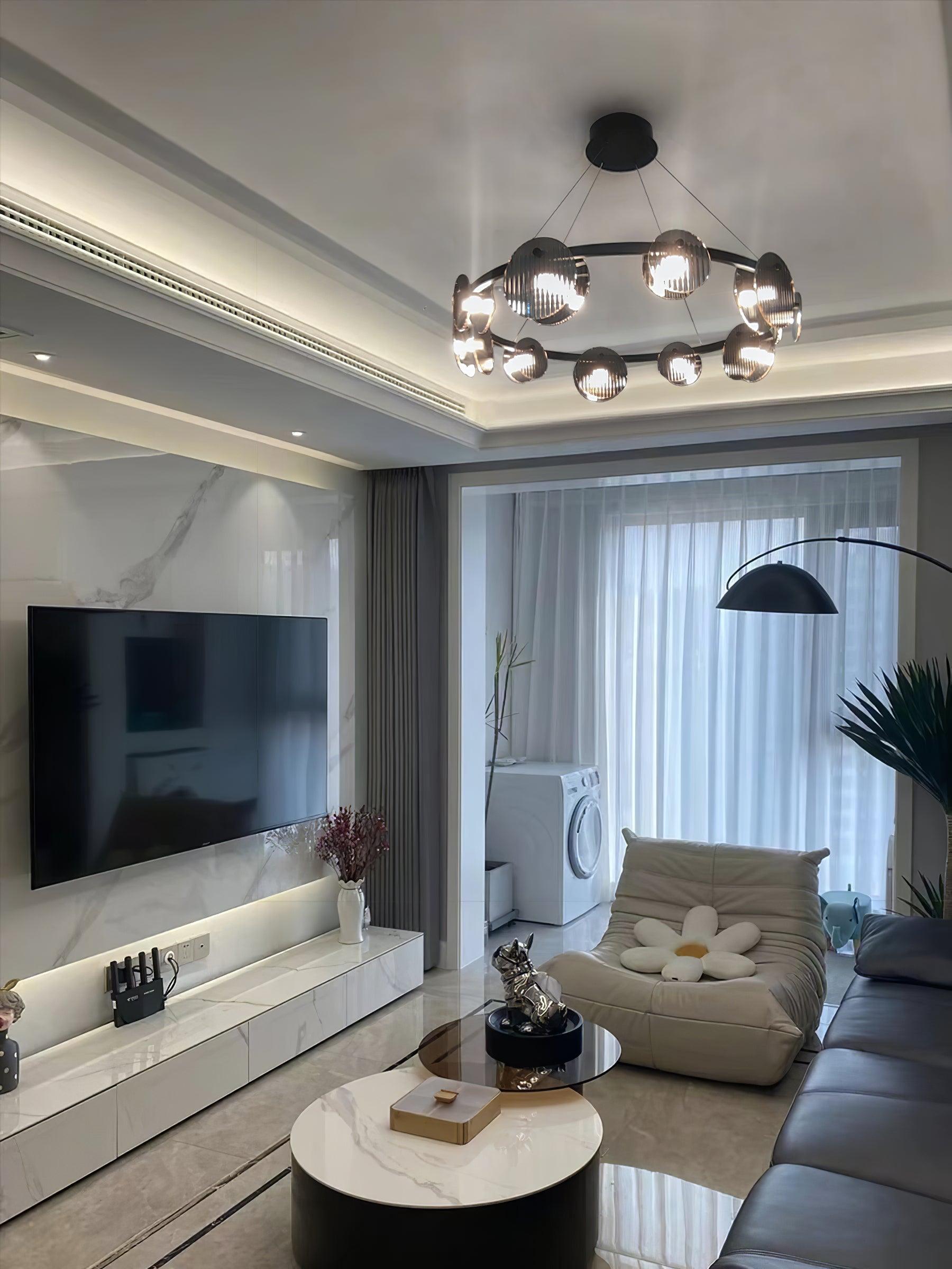 Eovin Chandelier Smoked Glass and Black Metal-Neutral Decor