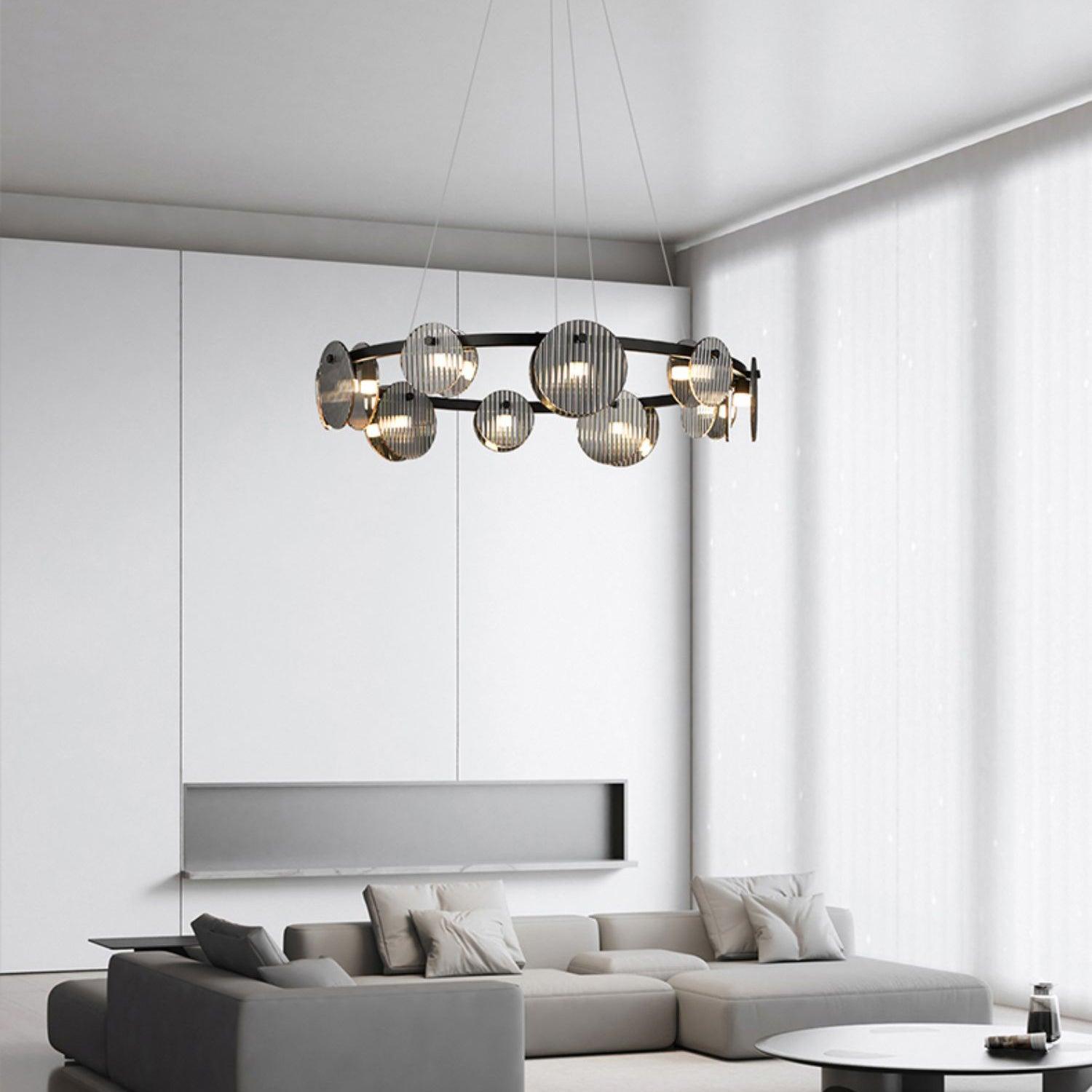 Eovin Chandelier Smoked Glass and Black Metal-Neutral Decor