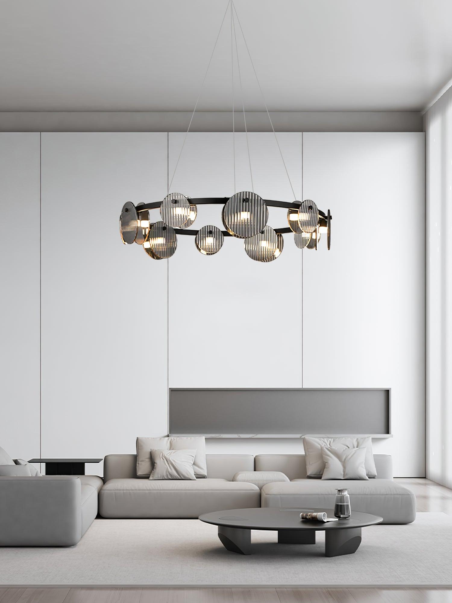 Eovin Chandelier Smoked Glass and Black Metal-Neutral Decor