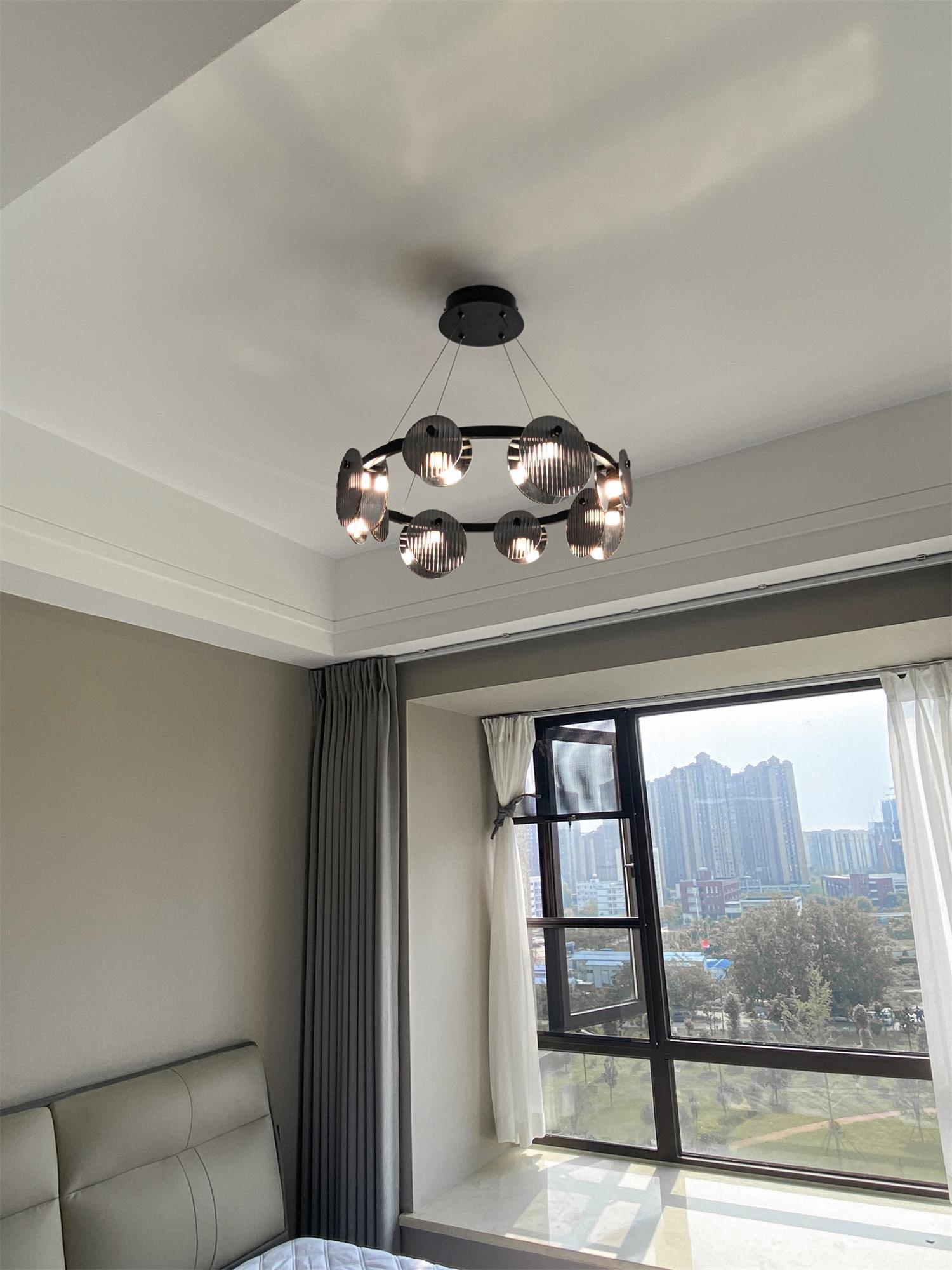 Eovin Chandelier Smoked Glass and Black Metal-Neutral Decor