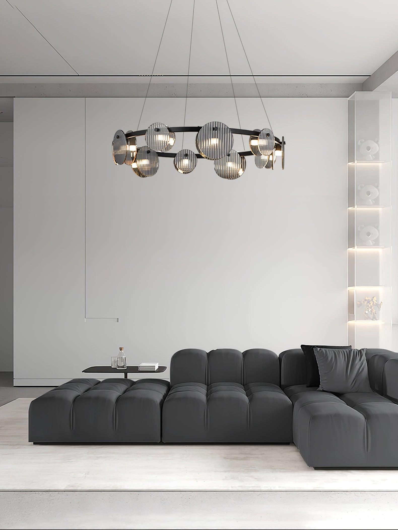 Eovin Chandelier Smoked Glass and Black Metal-Neutral Decor
