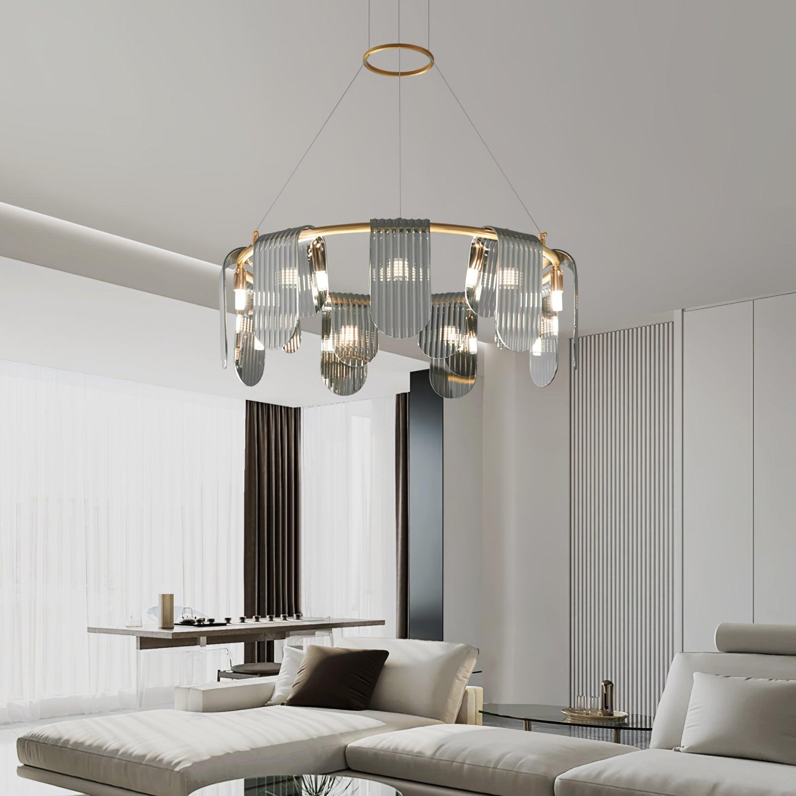 Leo Modern Glass Chandelier-Neutral Decor