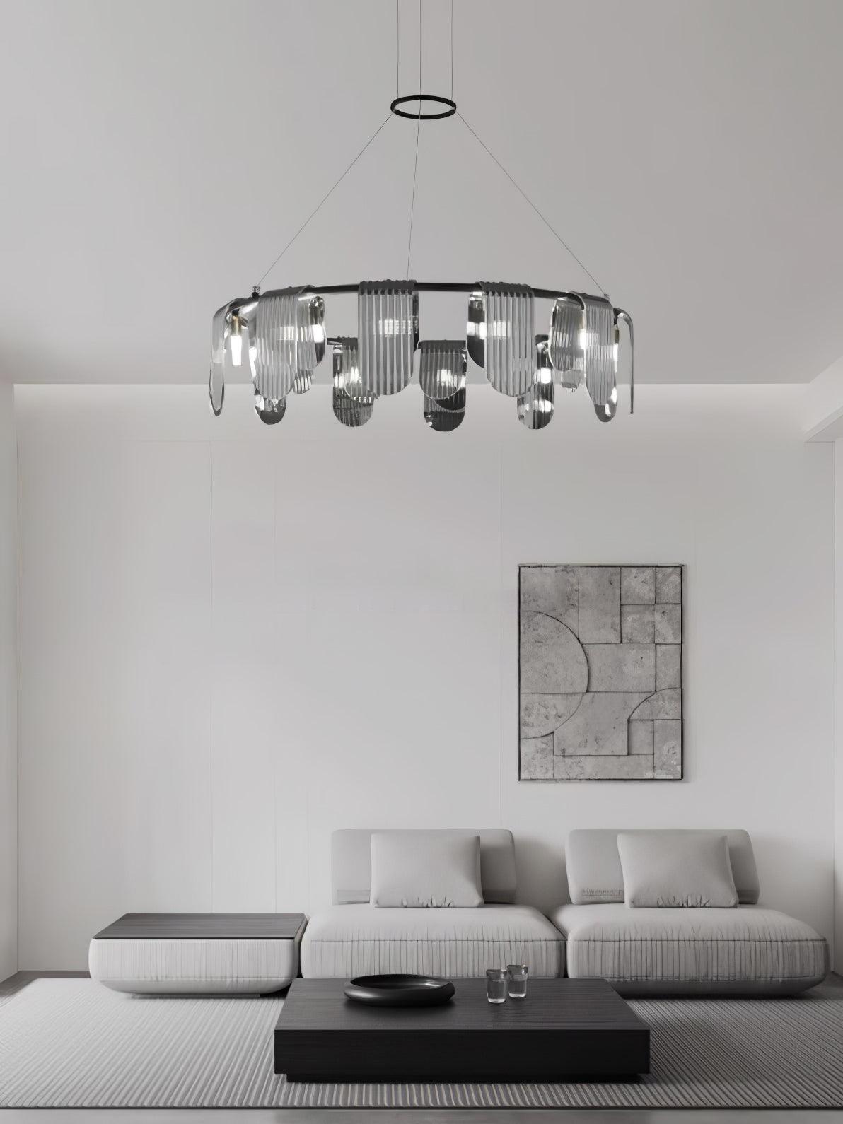Leo Modern Glass Chandelier-Neutral Decor
