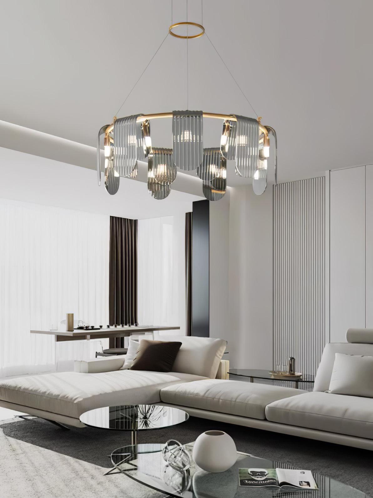 Leo Modern Glass Chandelier-Neutral Decor
