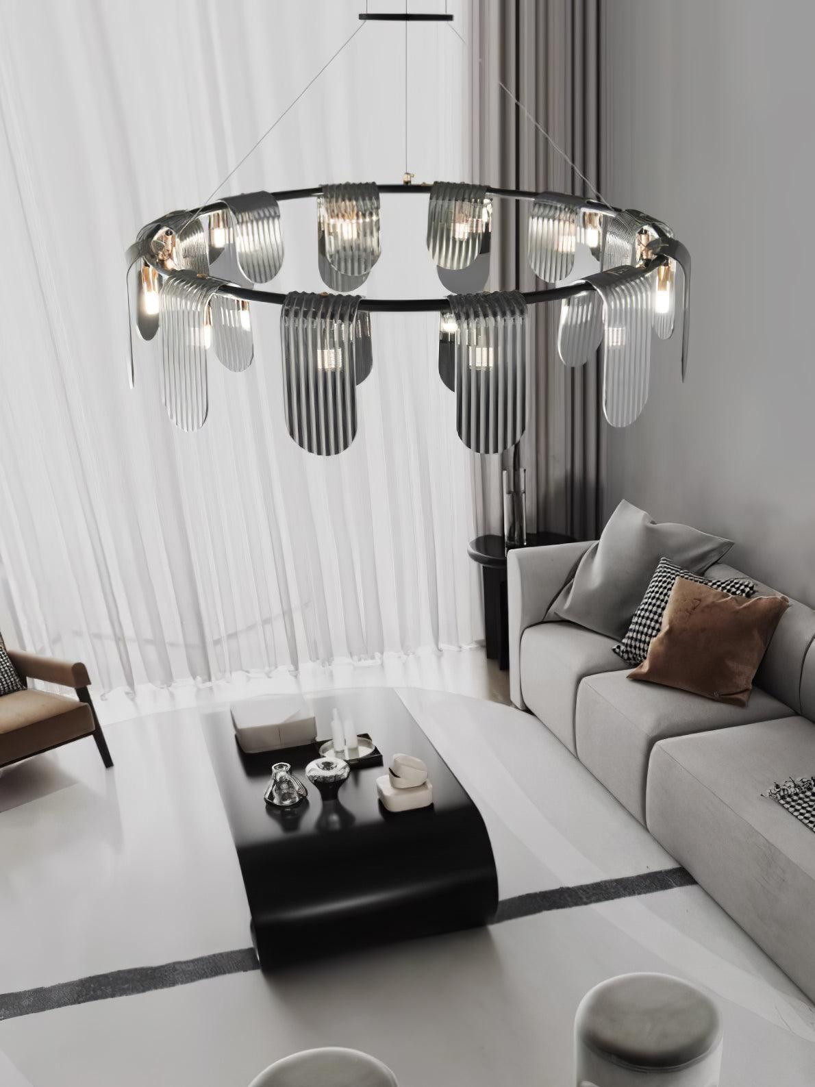 Leo Modern Glass Chandelier-Neutral Decor