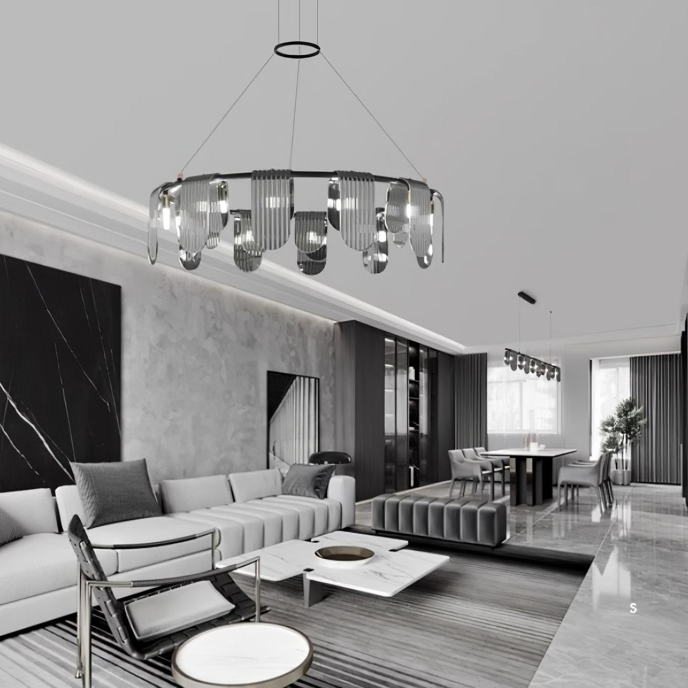Leo Modern Glass Chandelier-Neutral Decor