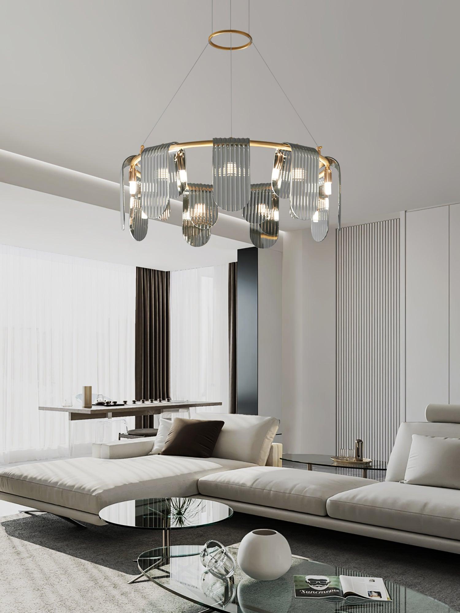 Leo Modern Glass Chandelier-Neutral Decor