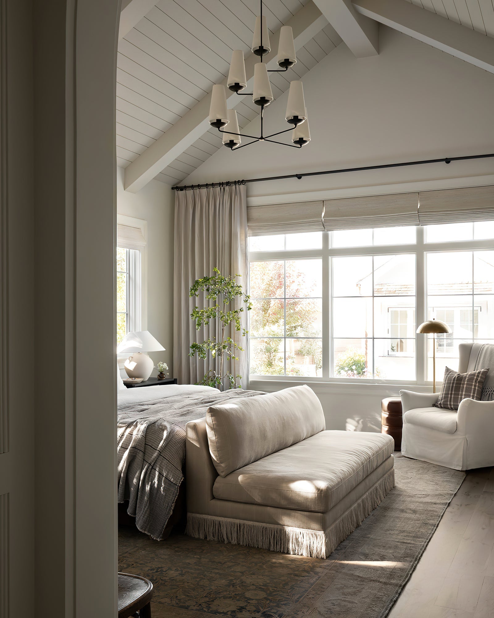 Lustra Chandelier Vertical Copper Linen-Neutral Decor