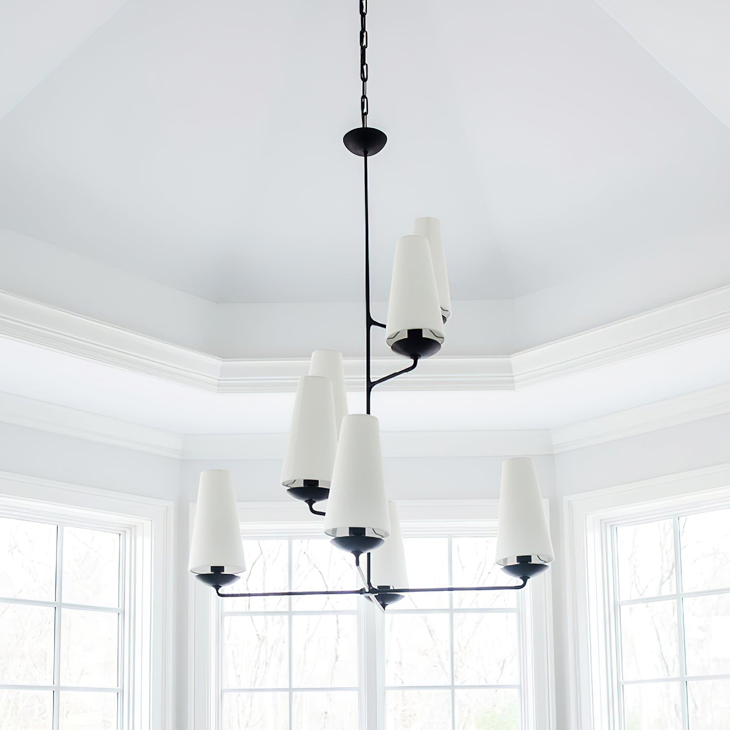 Lustra Chandelier Vertical Copper Linen-Neutral Decor