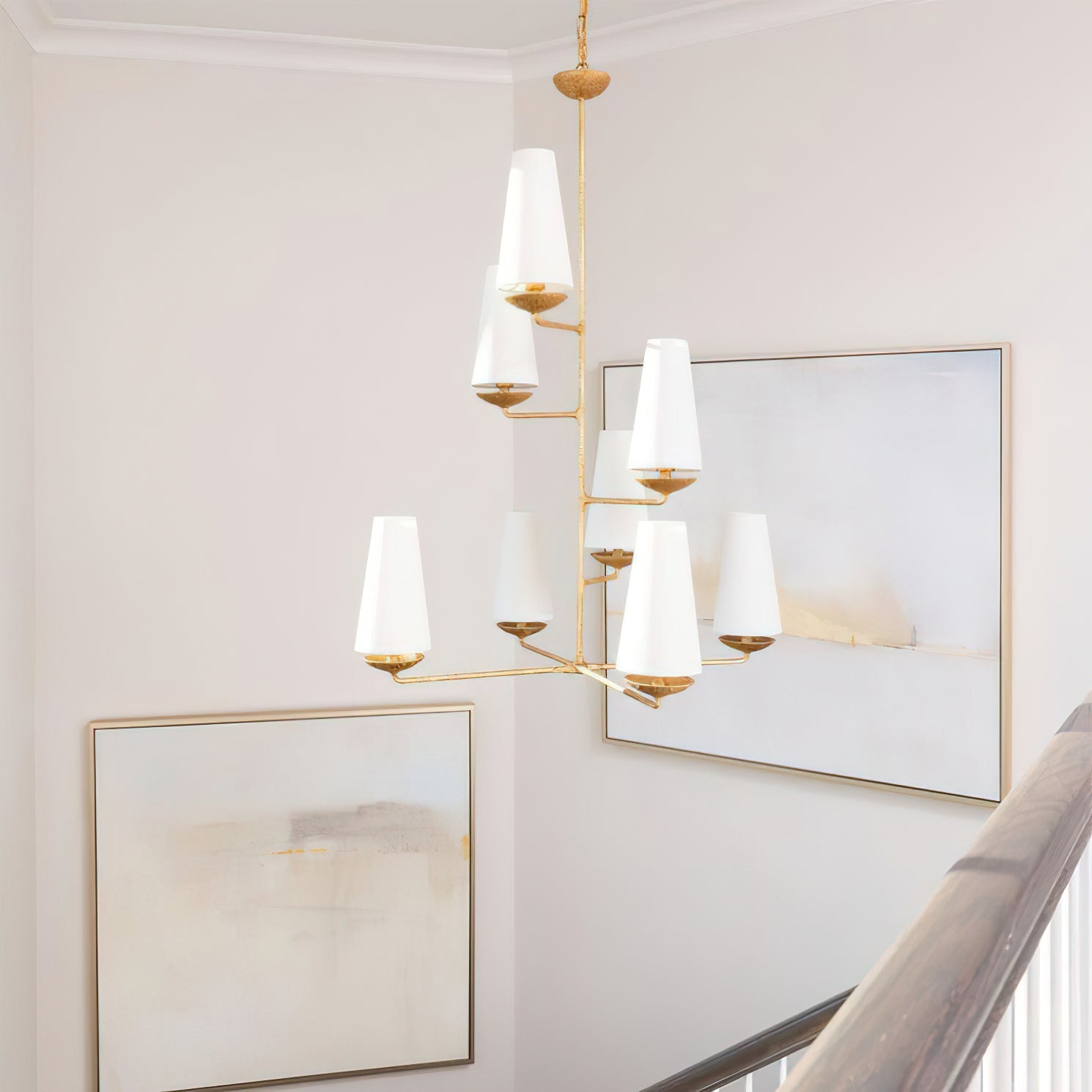 Lustra Chandelier Vertical Copper Linen-Neutral Decor
