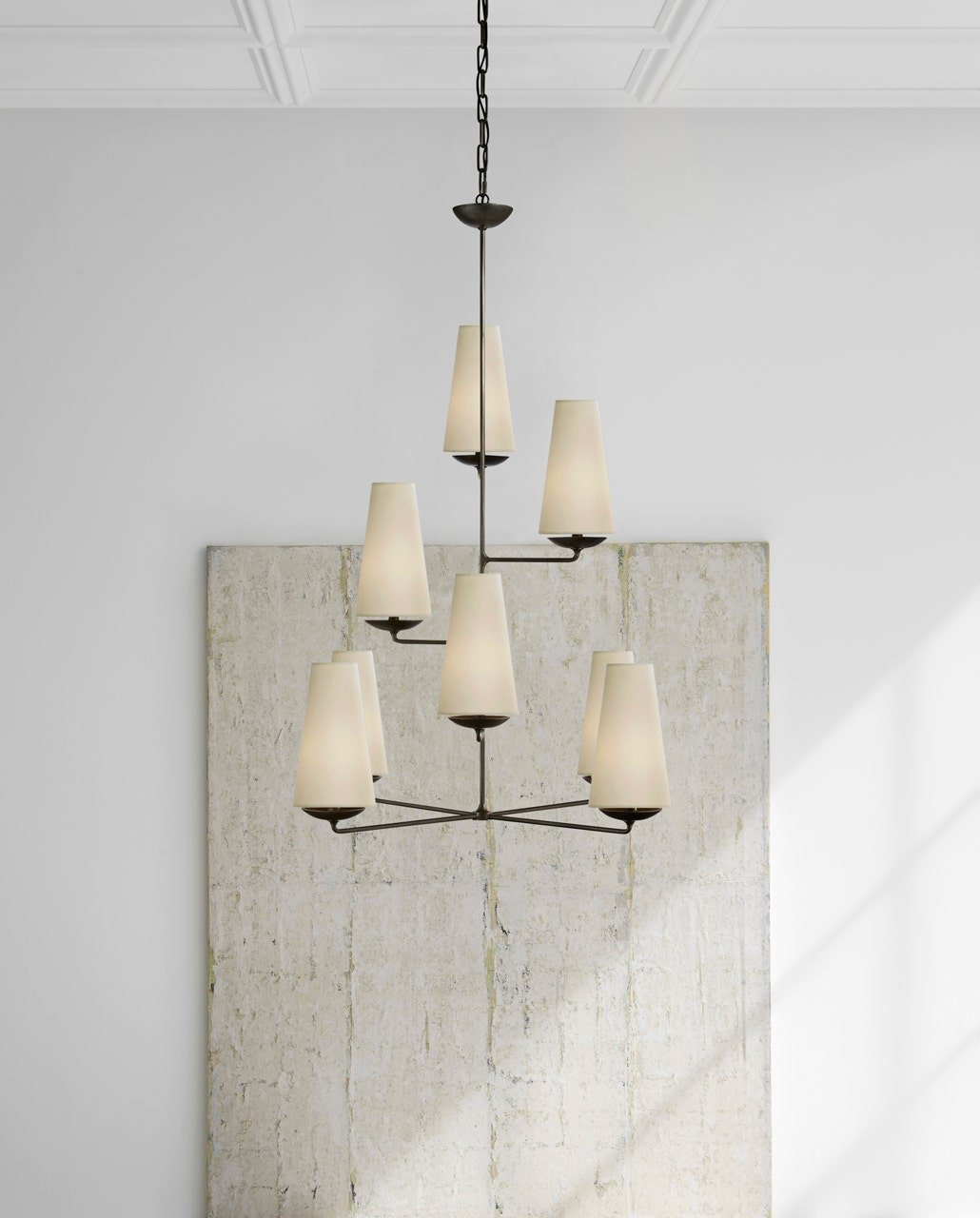 Lustra Chandelier Vertical Copper Linen-Neutral Decor