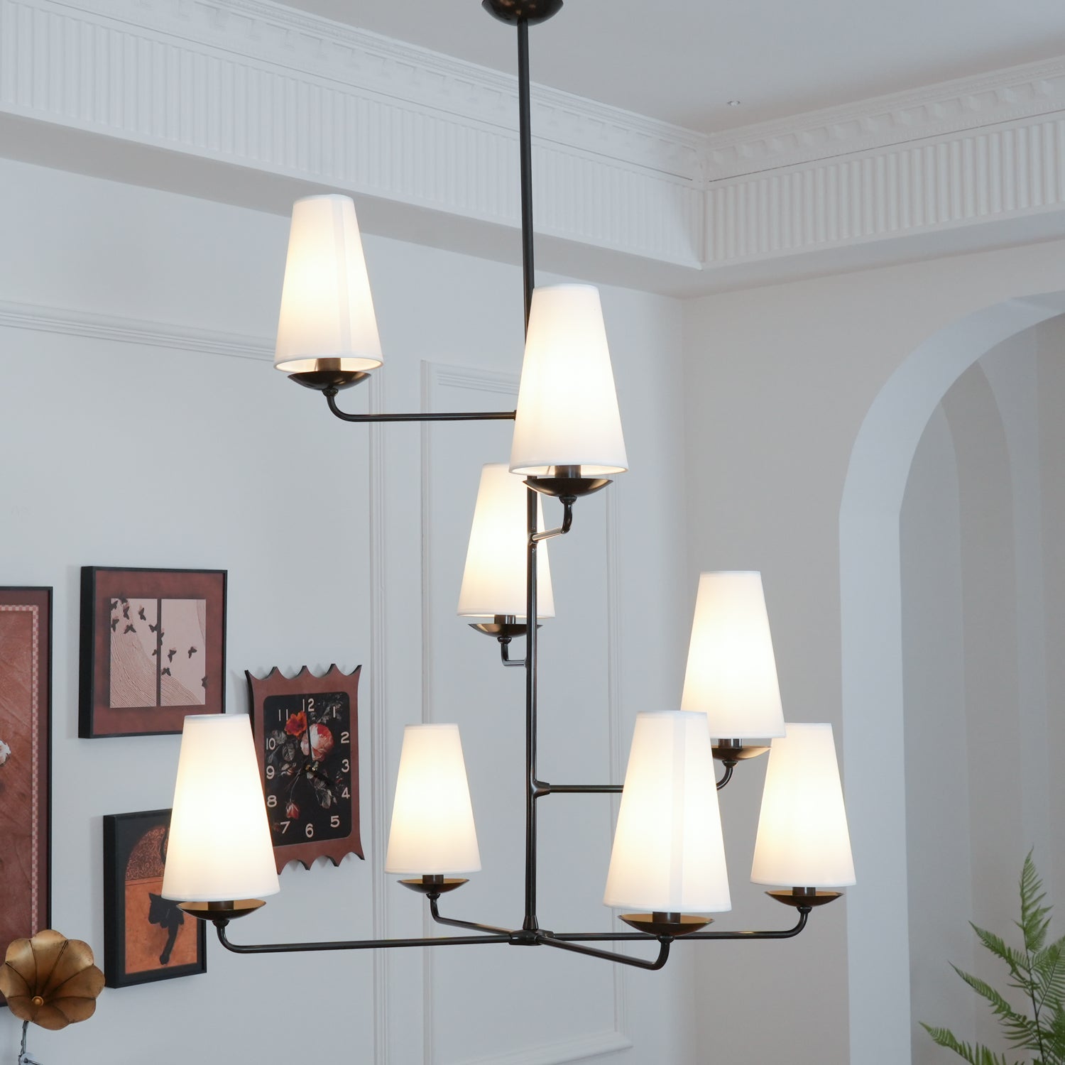 Lustra Chandelier Vertical Copper Linen-Neutral Decor