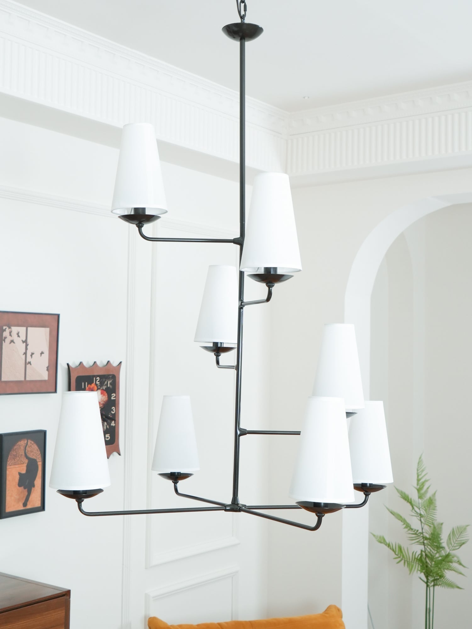 Lustra Chandelier Vertical Copper Linen-Neutral Decor