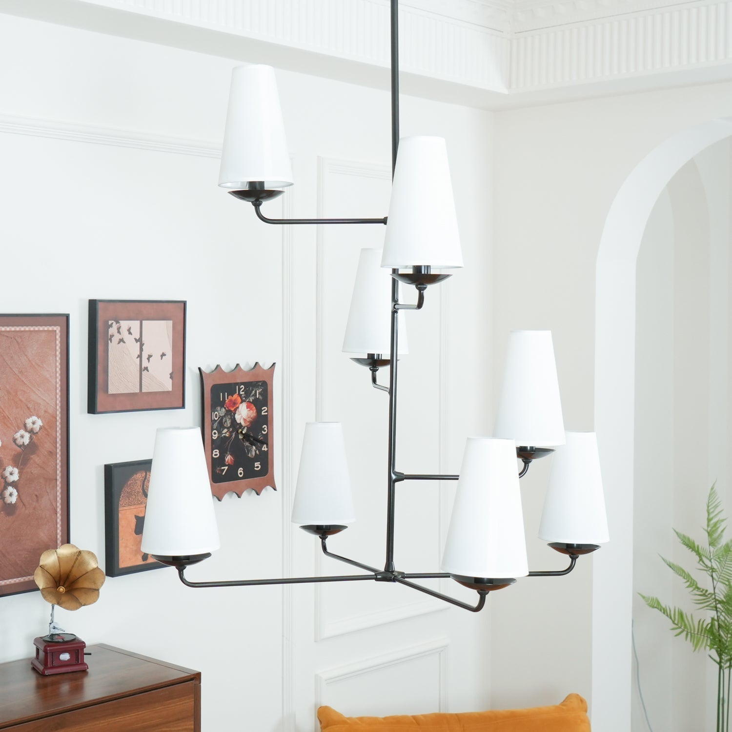 Lustra Chandelier Vertical Copper Linen-Neutral Decor