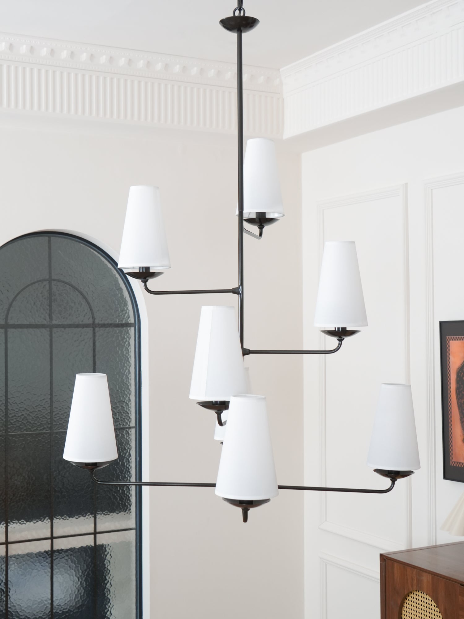 Lustra Chandelier Vertical Copper Linen-Neutral Decor