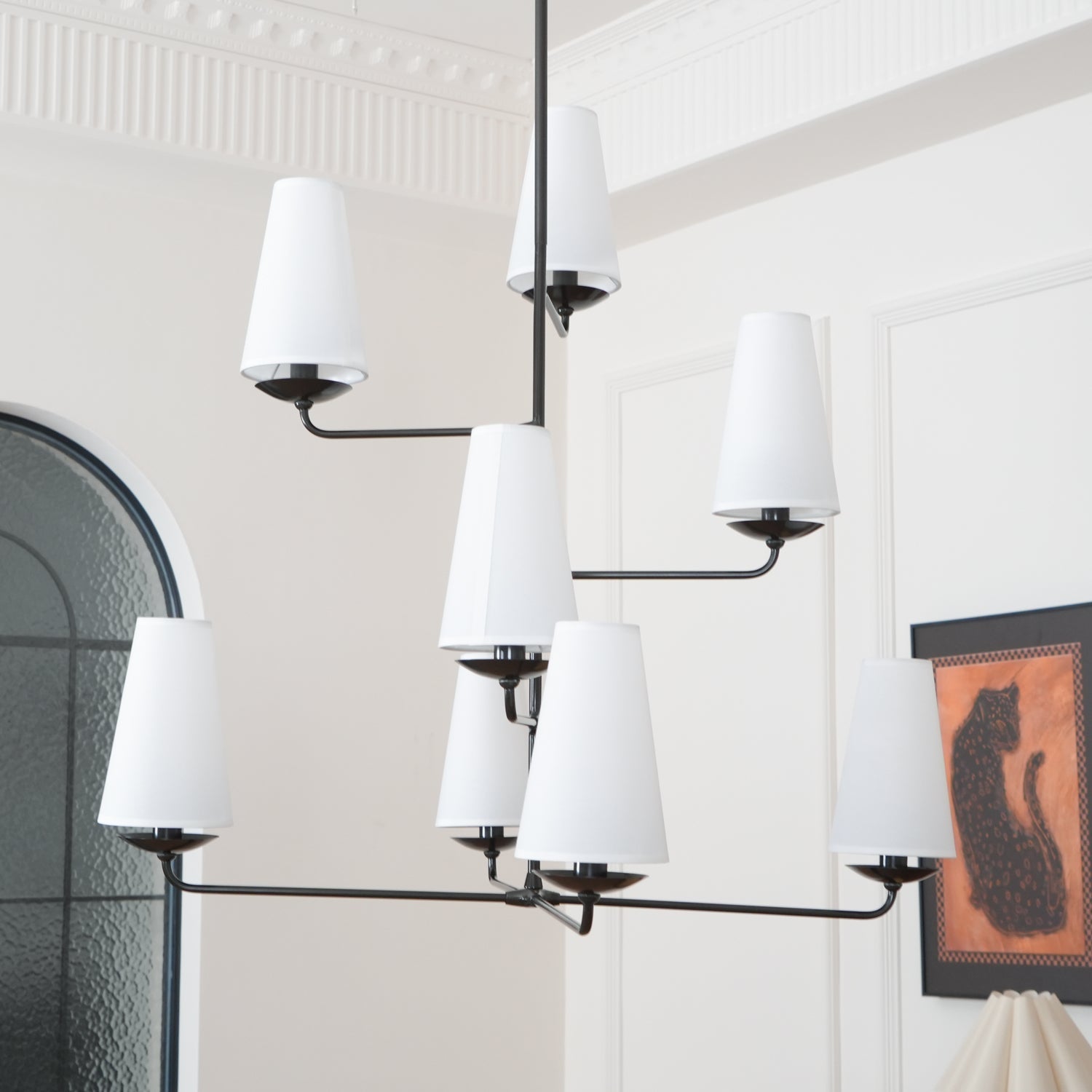 Lustra Chandelier Vertical Copper Linen-Neutral Decor