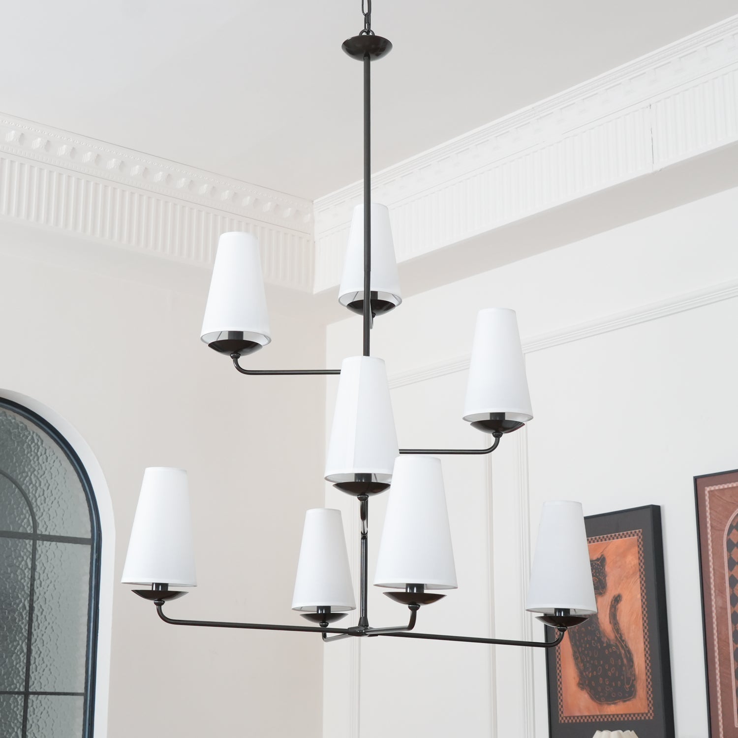 Lustra Chandelier Vertical Copper Linen-Neutral Decor