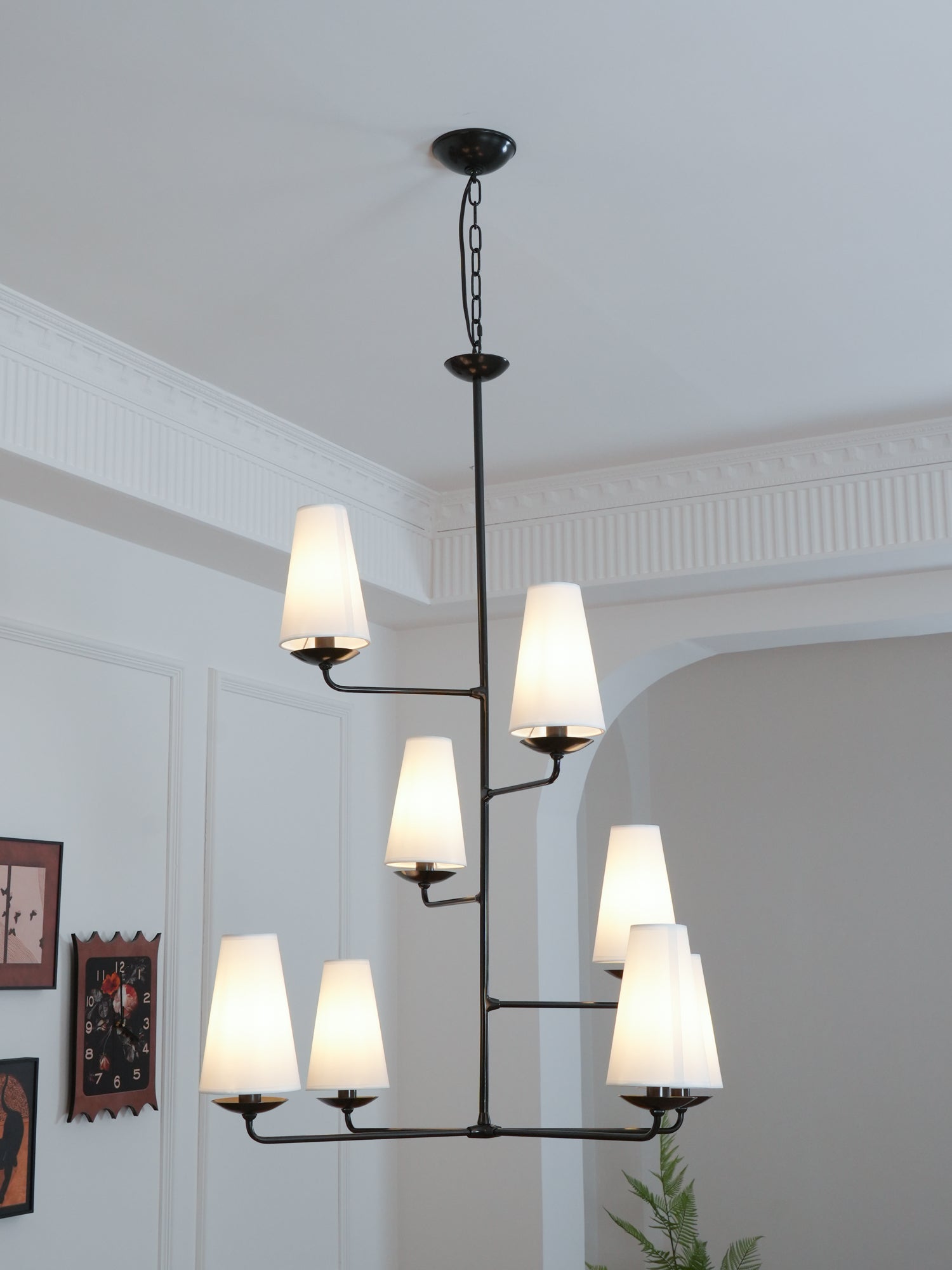 Lustra Chandelier Vertical Copper Linen-Neutral Decor