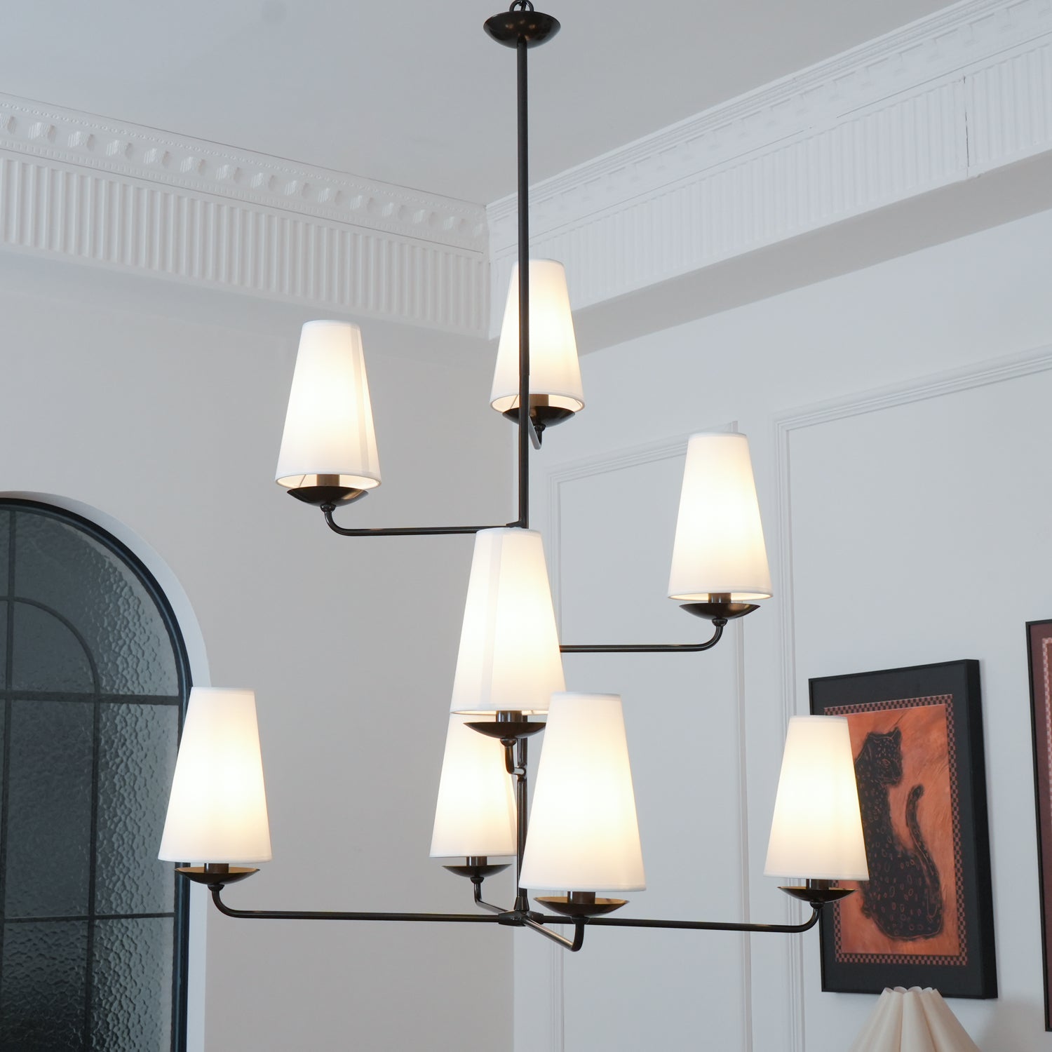 Lustra Chandelier Vertical Copper Linen-Neutral Decor