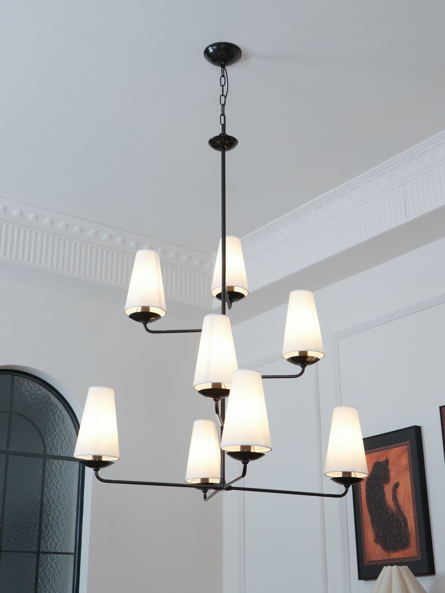 Lustra Chandelier Vertical Copper Linen-Neutral Decor