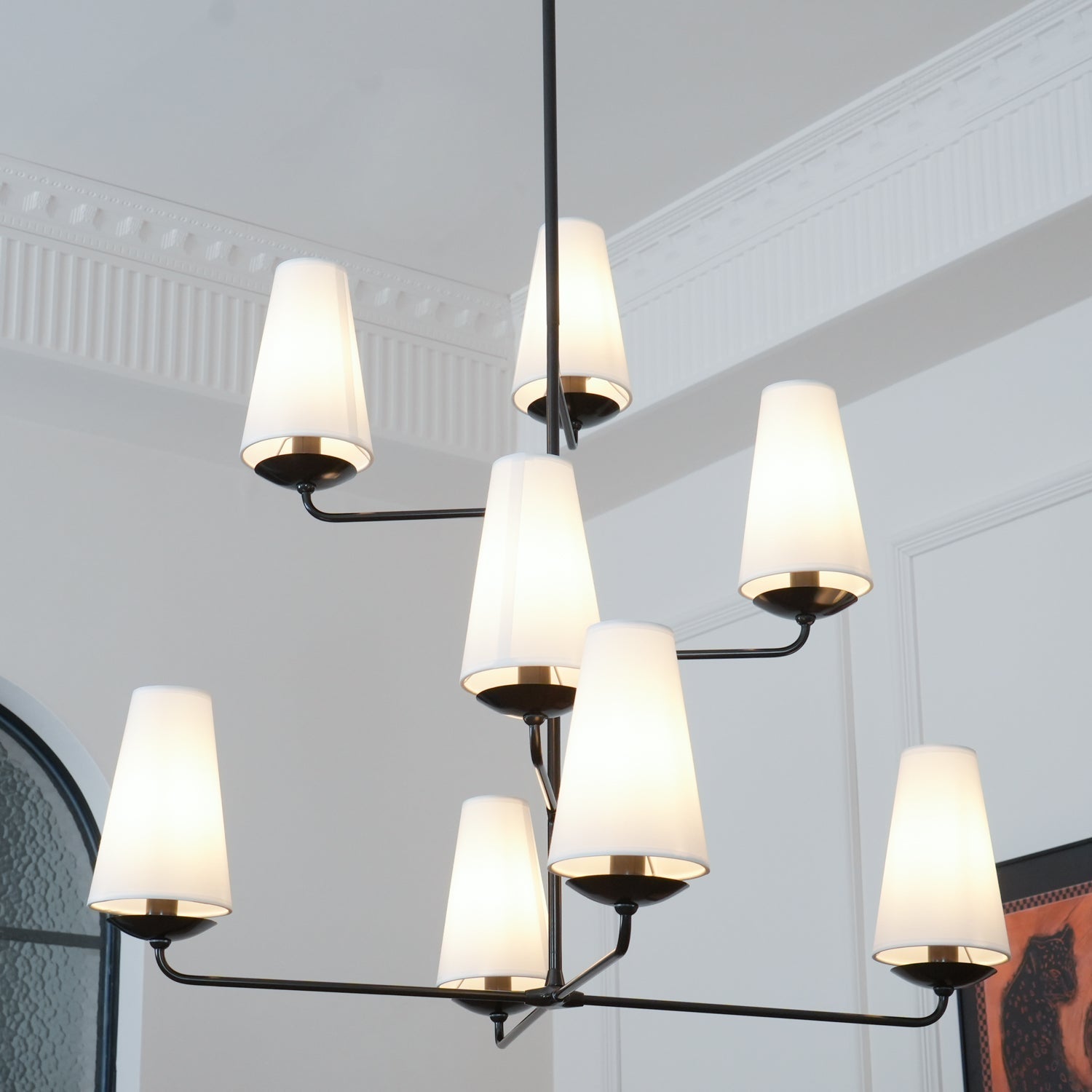 Lustra Chandelier Vertical Copper Linen-Neutral Decor