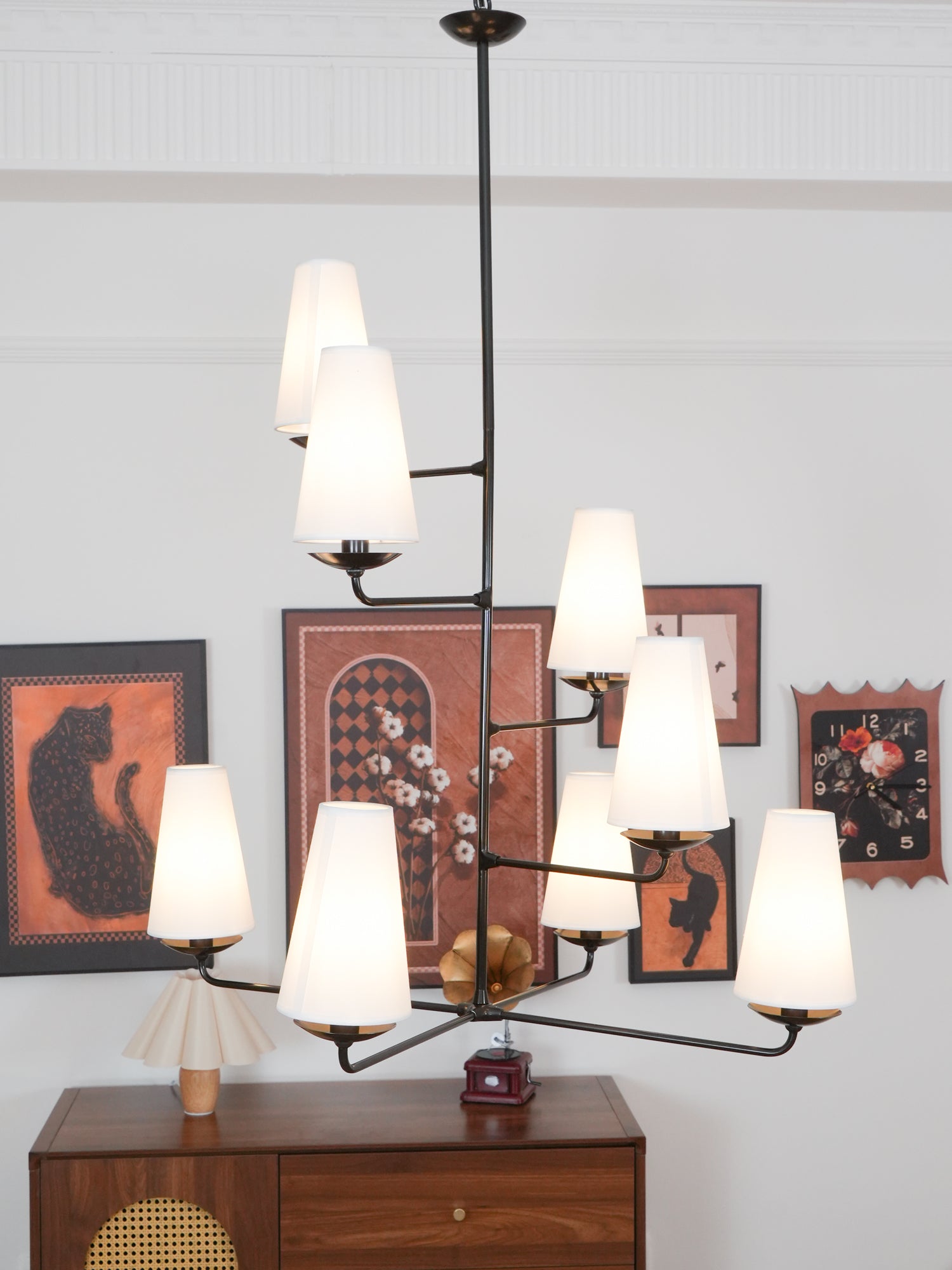 Lustra Chandelier Vertical Copper Linen-Neutral Decor