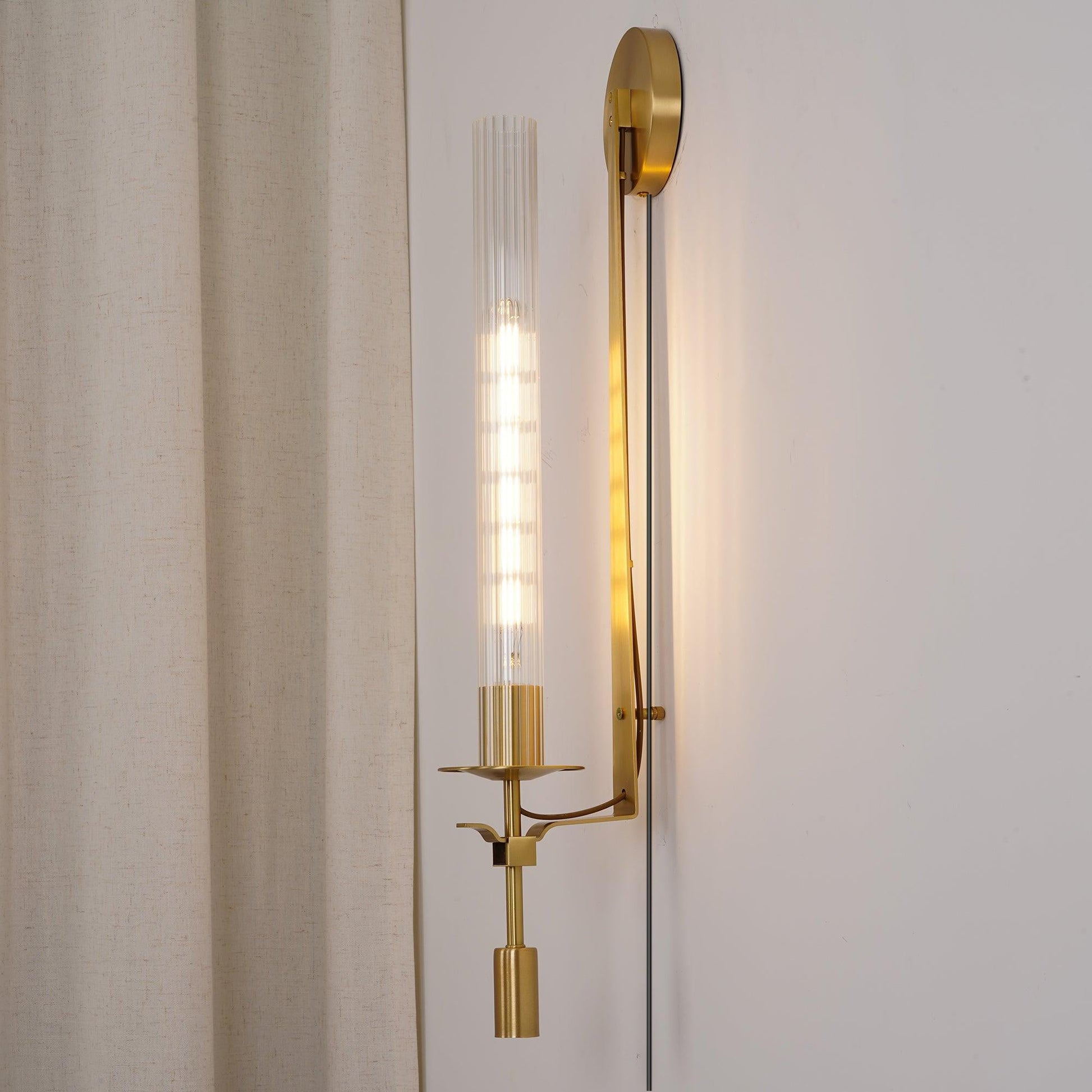 Ceshaisra French Classicism Plug-in Brass Glass Wall Lamp-Neutral Decor