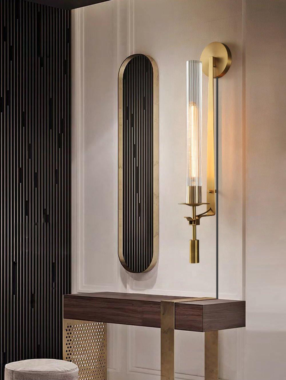 Ceshaisra French Classicism Plug-in Brass Glass Wall Lamp-Neutral Decor