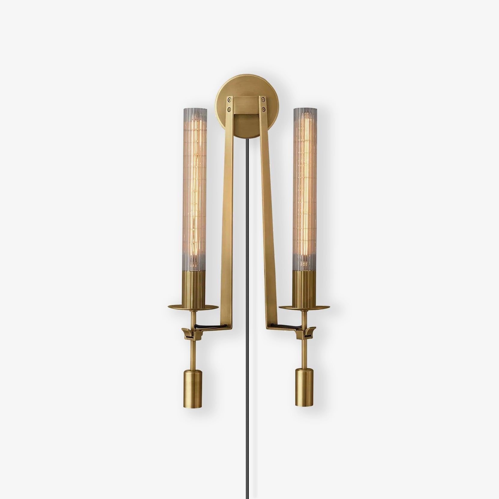 Ceshaisra French Classicism Plug-in Brass Glass Wall Lamp-Neutral Decor