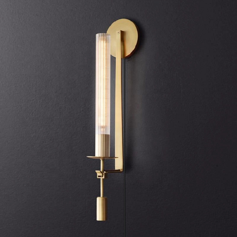 Ceshaisra French Classicism Plug-in Brass Glass Wall Lamp-Neutral Decor