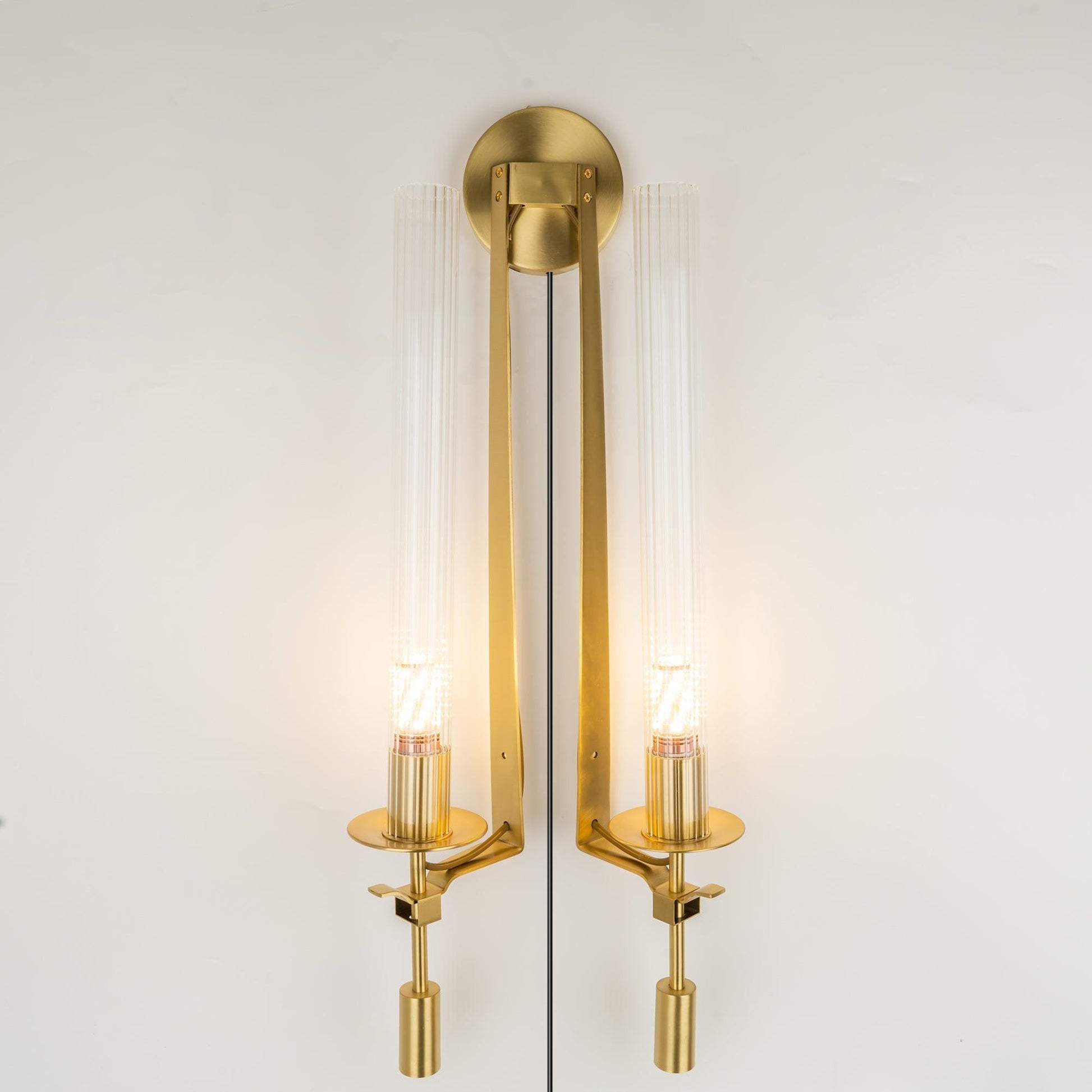 Ceshaisra French Classicism Plug-in Brass Glass Wall Lamp-Neutral Decor