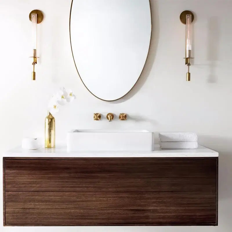 Ceshaisra French Classicism Plug-in Brass Glass Wall Lamp-Neutral Decor