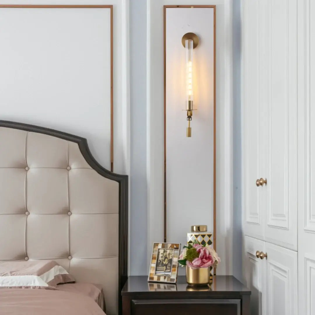 Ceshaisra French Classicism Plug-in Brass Glass Wall Lamp-Neutral Decor